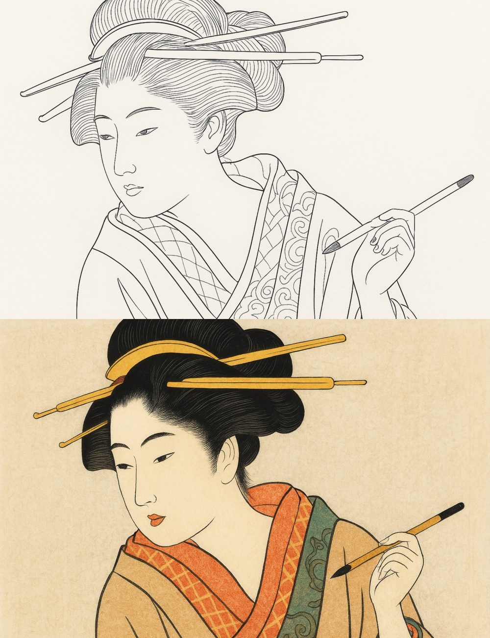 Coloring book illustration preview